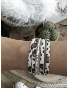 Manchette aimantée bracelet multi lanières vache 2