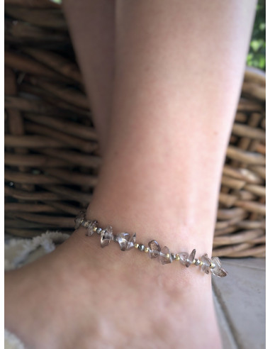 Bracelet pierre perles et pomons gris