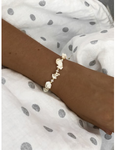 Bracelet en pierre naturelle blanche marbrée 2