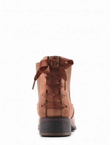 Bottines chelsea camel femme cuir suedine tissu suedé avec ruban petit talon plate bottines camel fine tendance avec ruban