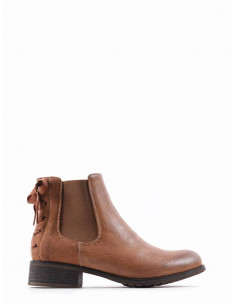 Bottines chelsea camel femme cuir suedine tissu suedé avec ruban petit talon plate bottines camel fine tendance avec ruban 2
