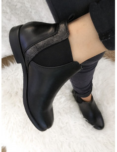 bottines chelsea noir femme effet nacré 2