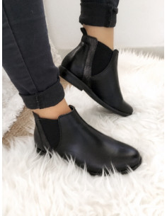 bottines chelsea noir femme effet nacré