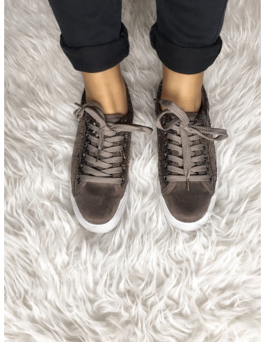 VENTE FLASH ! Baskets femme plateforme, nacrées effet python craquelé