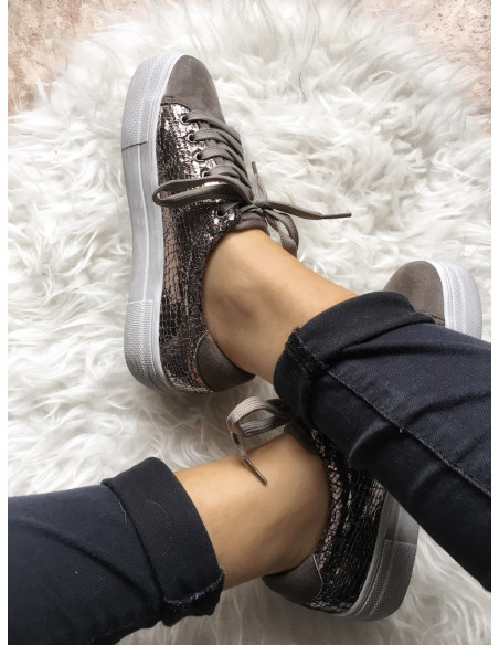 copy of Baskets femme plateforme, nacrées effet python craquelé