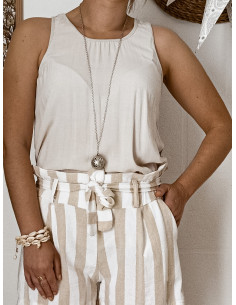 Débardeur fluide 100 % viscose - Beige made in Italy