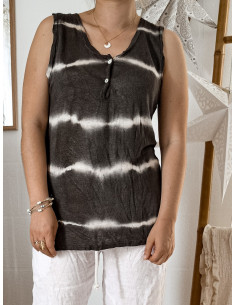 Débardeur tie and dye en lin top pour femme made in italy maille marron
