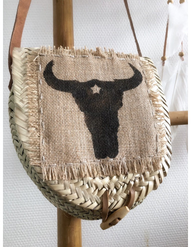 Panier paille sac rond bandoulière...