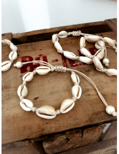 bracelet coquillages cauris poignet cheville blanc 2