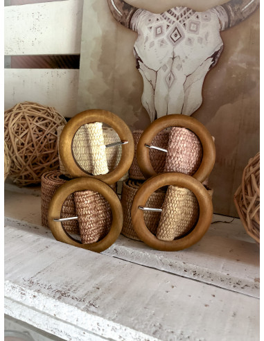 Ceinture large boucle ronde en bois - Naturelle