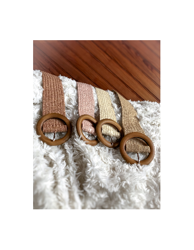 Ceinture large boucle ronde en bois - Naturelle