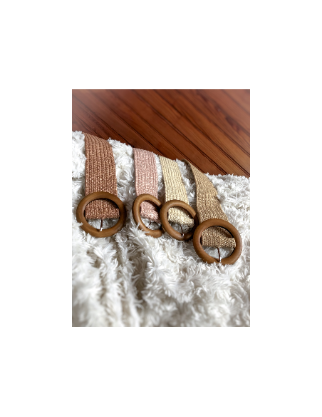 Ceinture large boucle ronde en bois - Naturelle