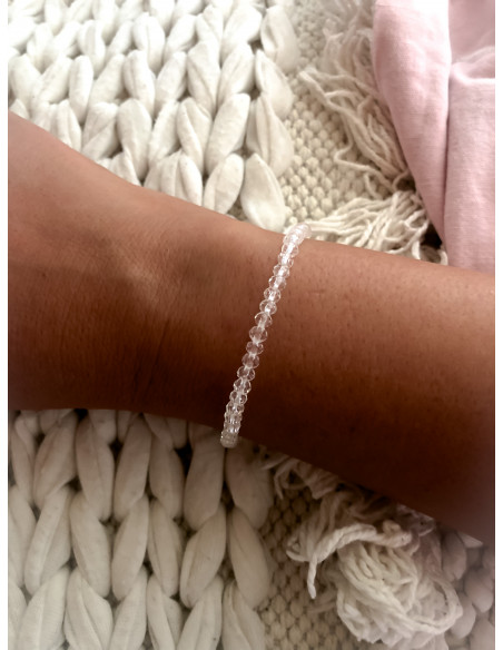 Bracelet élastique avec perle cristal transparent - Style bohème chic | Bracelet polyvalent pour poignet