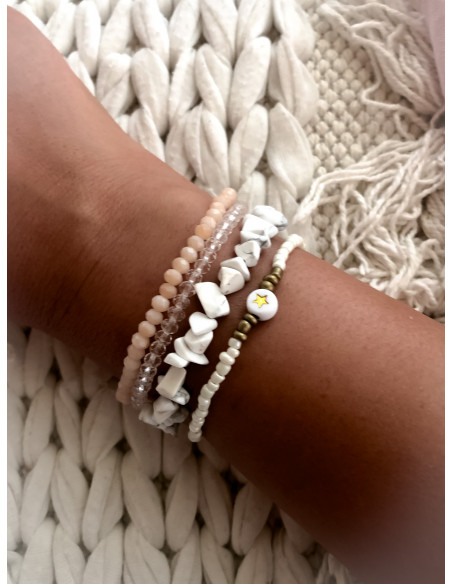 Bracelet élastique avec perle cristal transparent - Style bohème chic | Bracelet polyvalent pour poignet