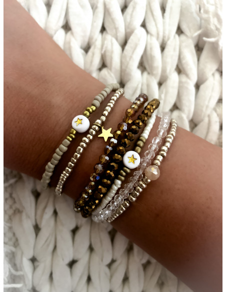 Bracelet élastique avec perle cristal transparent - Style bohème chic | Bracelet polyvalent pour poignet