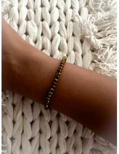 Bracelet élastique avec perle cristal marron chromé - Style bohème chic | Bracelet polyvalent pour une allure tendance