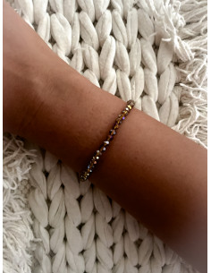 Bracelet élastique avec perle cristal marron transparent - Style bohème chic | Bracelet polyvalent et élégant