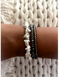 Bracelet élastique avec perle de cristal gris chromé - Style bohème chic | Bijou polyvalent pour une allure tendance 2