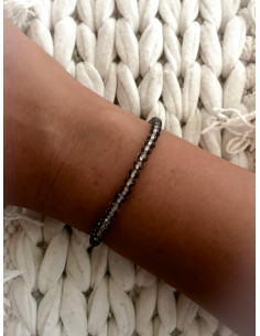 Bracelet élastique avec perles grises transparentes - Style bohème chic | Bijou polyvalent pour une allure élégante