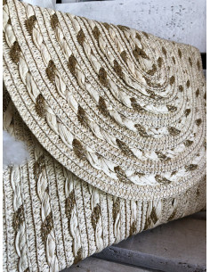 Pochette Bohème Chic Paille Tressée | Lurex Pailleté | Sac Bandoulière et Porté Main | Beige Clair | Élégance et bohème 2