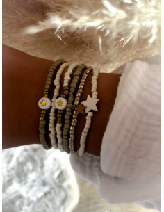 Bracelet Bohème Étoile Nacrée | Perles de Rocailles Blanches | Accessoire Fin et Élégant 2