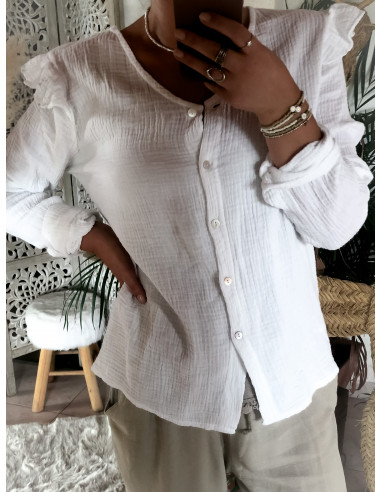 Blouse en Gaze de Coton Blanche