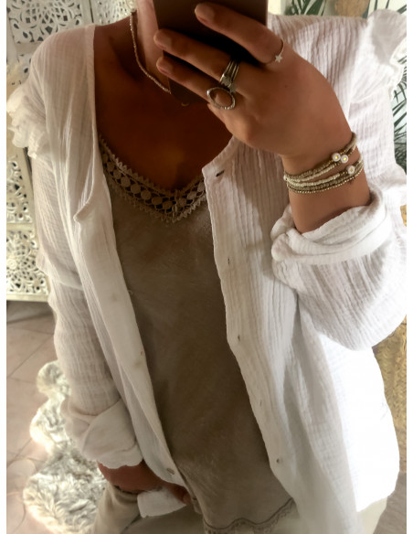 Blouse en Gaze de Coton Blanche