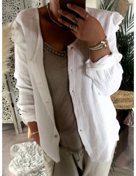 Blouse en Gaze de Coton Blanche