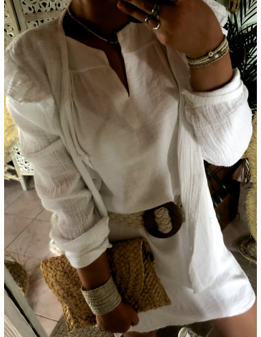 Blouse en Gaze de Coton Blanche