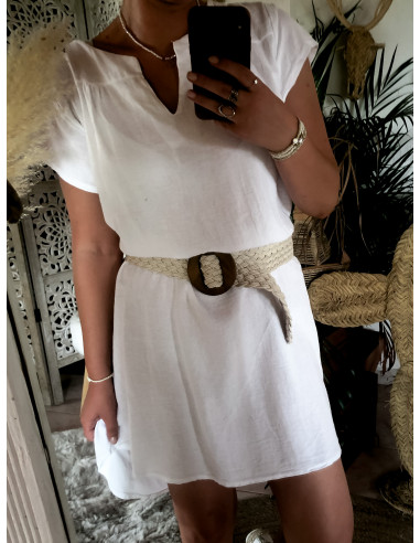 Robe en lin et coton ample blanche : Confort, style casual chic et qualité made in Italy
