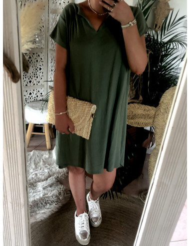 Robe Kaki en Lin et Coton : Confort Naturel et Style Bohème Chic