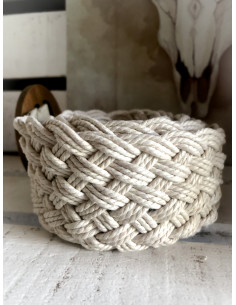 Ceinture tressée beige avec boucle en bois - Style naturel et bohème 2