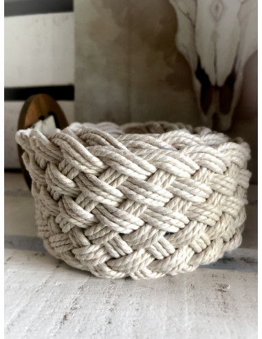Ceinture tressée beige avec boucle en bois - Style naturel et bohème