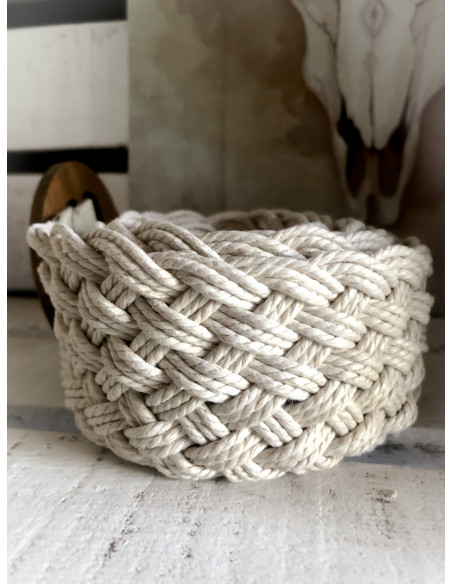 Ceinture tressée beige avec boucle en bois - Style naturel et bohème