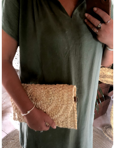 Pochette en Paille Tressée Beige Clair : L'Accessoire Bohème Chic Indispensable !