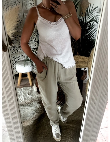 Pantalon en Lin et Coton Beige : Confortable et Tendance | Style Élégant et Naturel