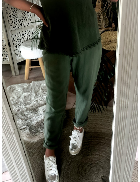 Pantalon Kaki en Lin et Coton : Style décontracté et tendance pour toutes les occasions