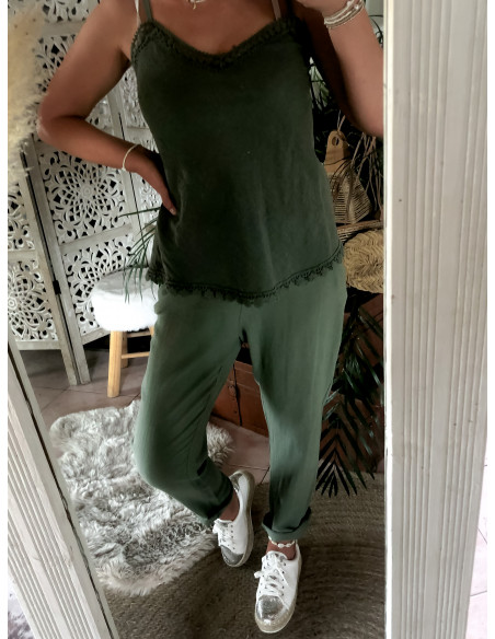 Pantalon Kaki en Lin et Coton : Style décontracté et tendance pour toutes les occasions