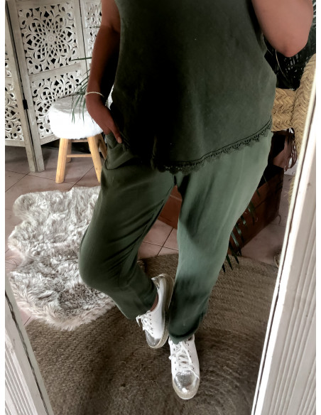 Pantalon Kaki en Lin et Coton : Style décontracté et tendance pour toutes les occasions