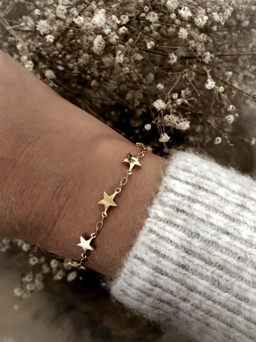 Bracelet plaqué or Galaxie femme chaine et petites étoiles bijoux plaqué or tendance femme