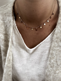 Collier plaqué or MARCUS femme chaine et pastilles pampilles rondes ras de cou bijoux plaqué or tendance femme