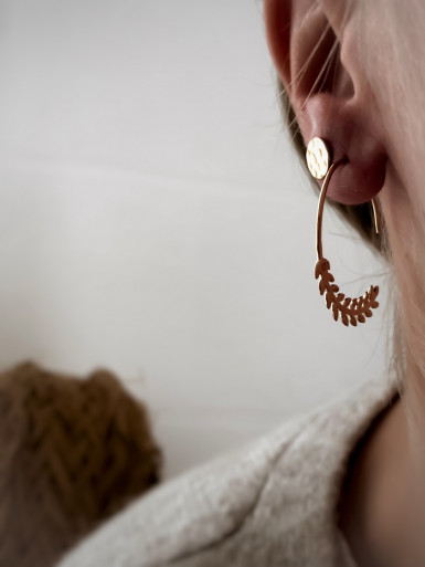 Boulces d'oreille créoles plaqué or couronne de laurier créoles ouvertes bijoux plaqué or tendance femme