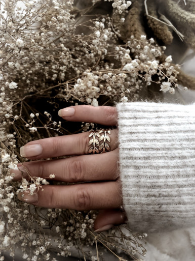 Bague plaqué or LAURIER couronne de...