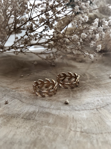 Bague plaqué or couronne de laurier bijoux plaqué or tendance femme