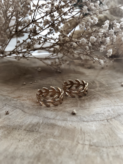 Bague plaqué or couronne de laurier bijoux plaqué or tendance femme