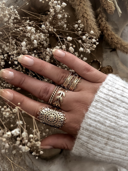 Bague plaqué or couronne de laurier bijoux plaqué or tendance femme