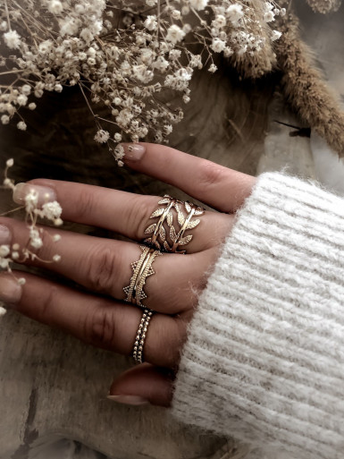 Bague plaqué or couronne de laurier bijoux plaqué or tendance femme