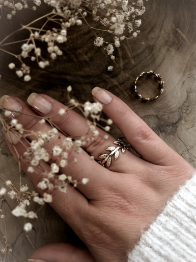 Bague plaqué or couronne de laurier bijoux plaqué or tendance femme