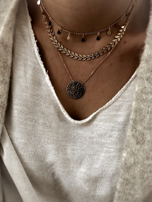 Collier plaqué or LAURIER femme chaine et feuilles de laurier bijoux plaqué or tendance femme