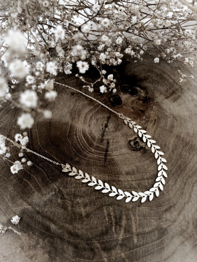 Collier plaqué or LAURIER femme chaine et feuilles de laurier bijoux plaqué or tendance femme